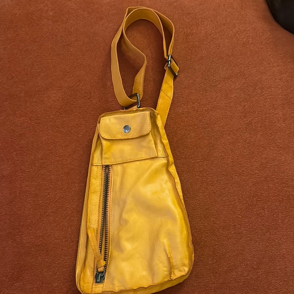 Yellow Leather Sling Bag